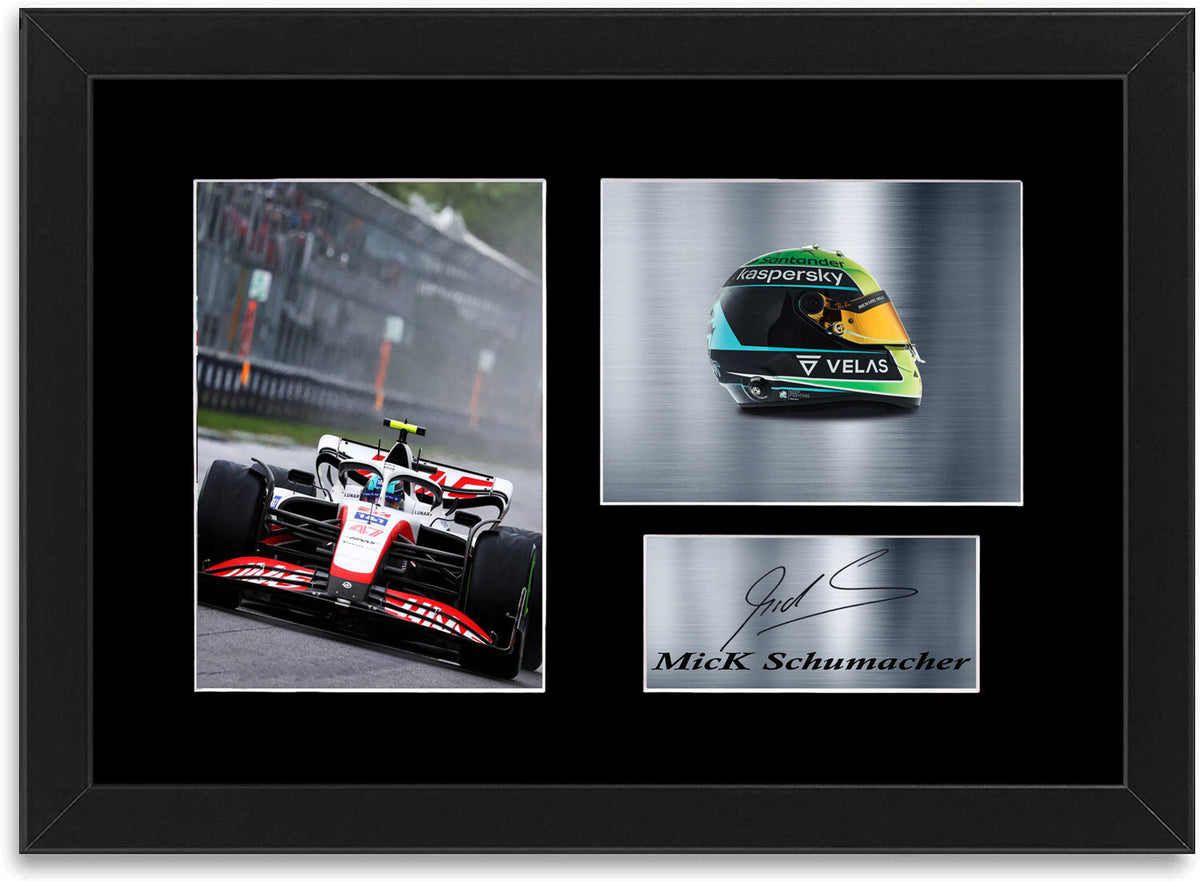 Mick Schumacher F1 Driver Car Helmet 2022 Signed Photo Display Mount A4 Framed 1