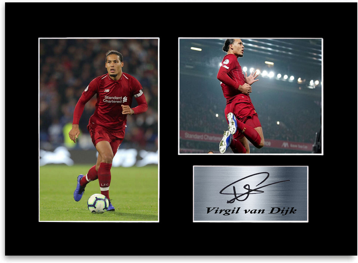 Virgil Van Dijk Liverpool Player Poster Signed Photo Display Mount Gift A4