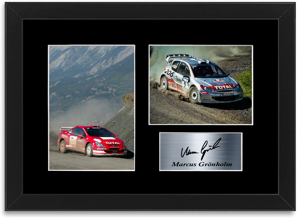 Marcus Gronholm World Rally Champion WRC Signed Photo Display A4 Poster Framed