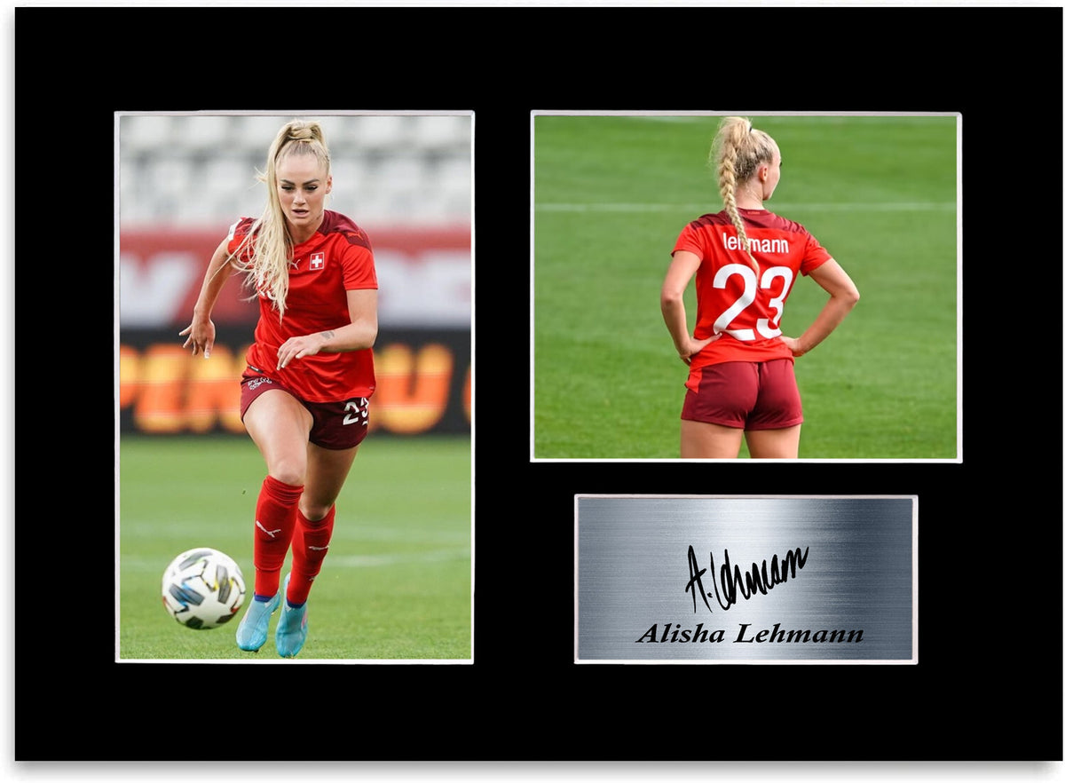 Alisha Lehmann Football Player Switzerland A4 Signed Photo Display Mount Poster