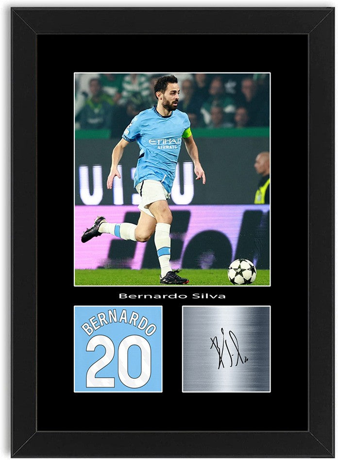 Bernardo Silva Football Player Poster Signed Print Photo A4 Wall Art Framed