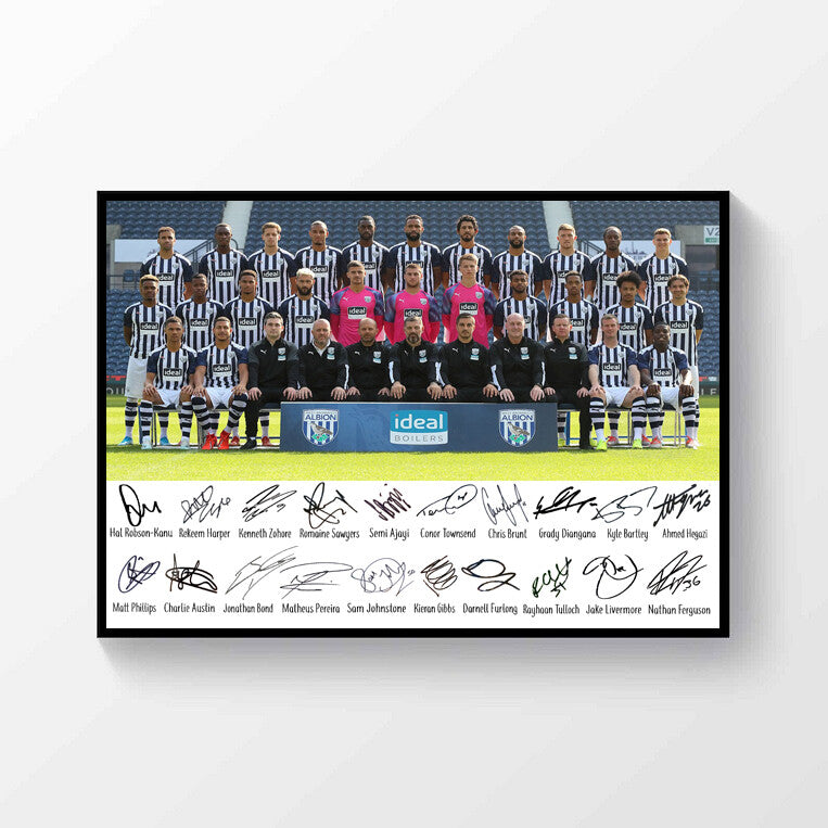 West Bromwich Albion 2019-2020 Team Printed Signed Poster A4 