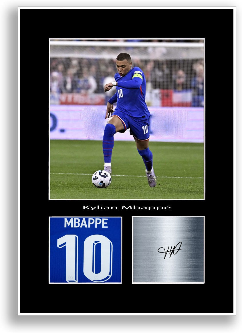 Kylian Mbappe Football Player Poster Signed Print Photo Wall Art Gift Idea A4