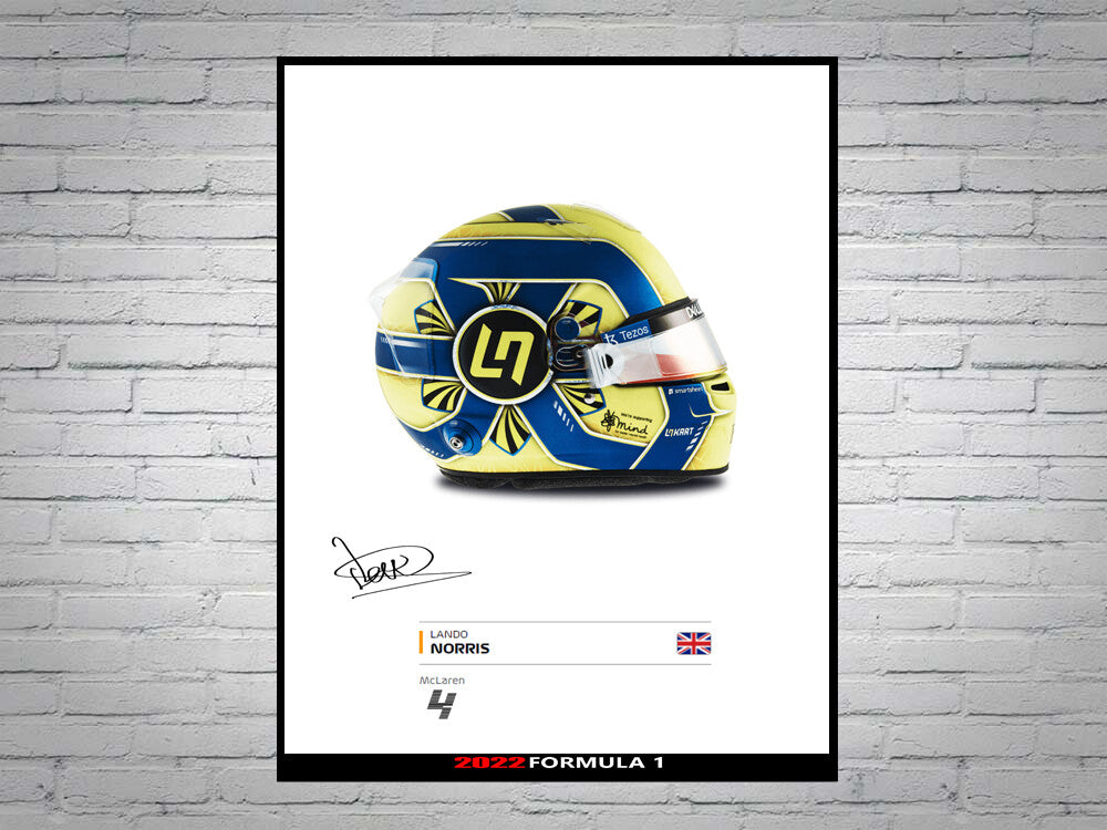 Lando Norris McLaren F1 Formula 1 2022 Helmet Signed Poster A4