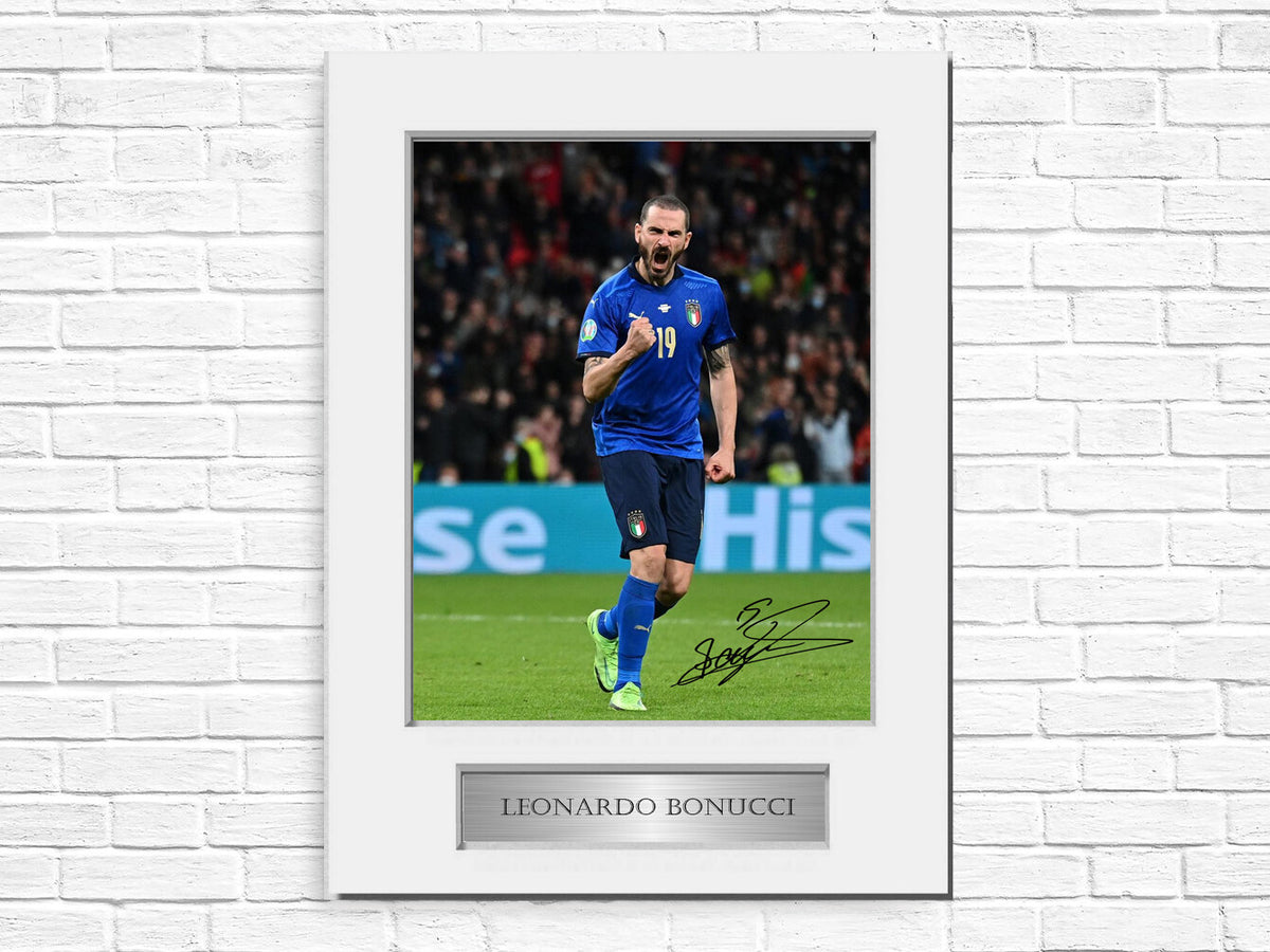 Leonardo Bonucci Italy Euro 2020 Football A4 Signed Photo Display Mount Gift