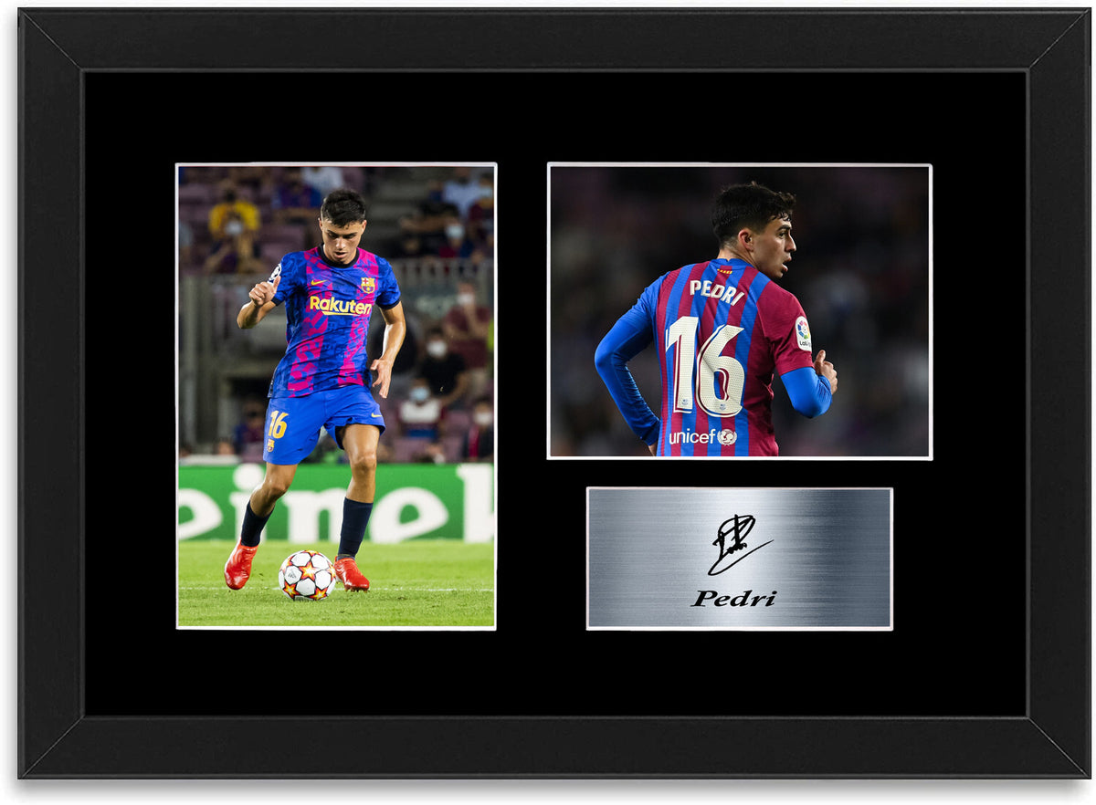 Pedri Barcelona Football Player A4 Printed Signed Photo Display Framed Poster