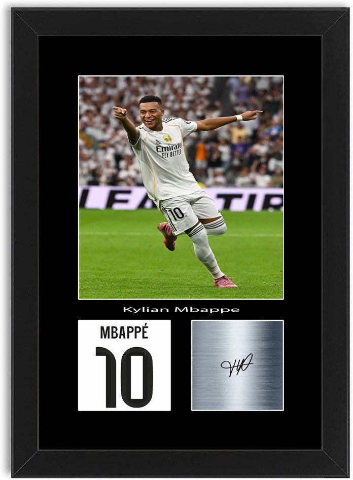 Kylian Mbappe Football Player Poster Signed Print Photo A4 Wall Art Framed