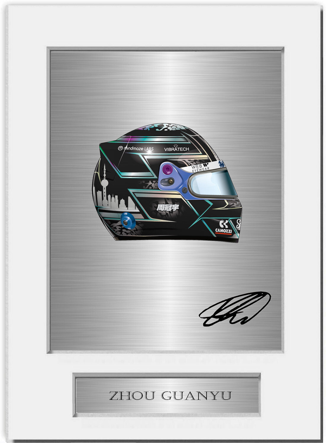 Zhou Guanyu Formula 1 Driver 2024 Helmet mounted display by LJW Prints