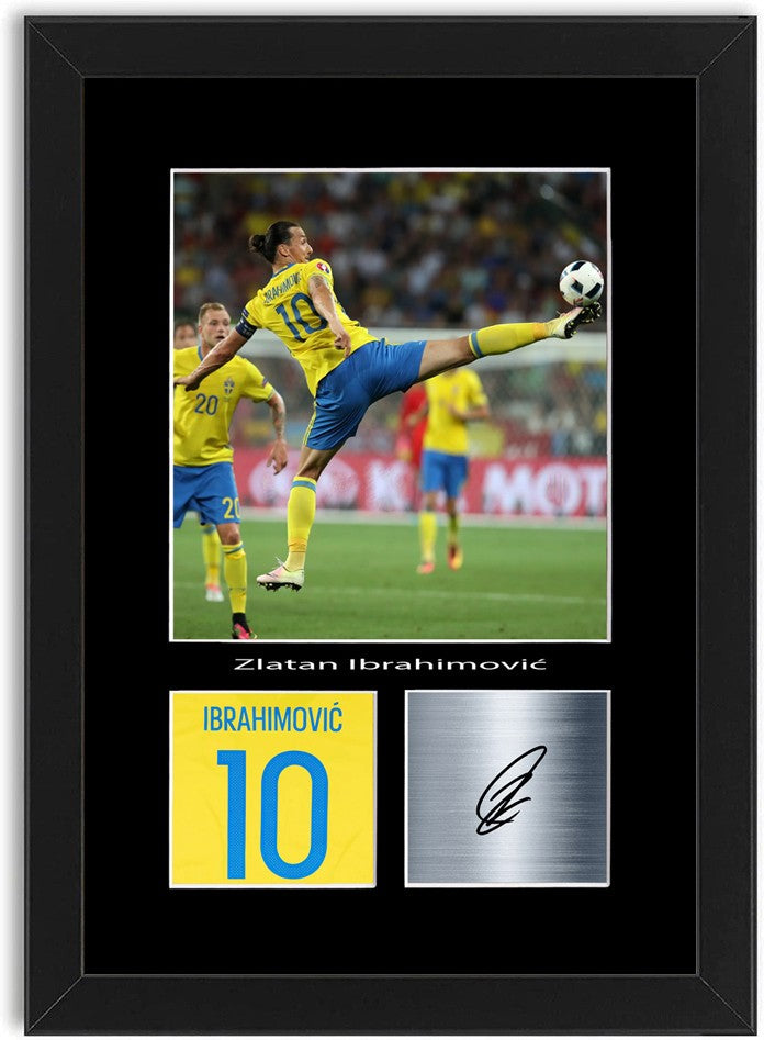 Zlatan Ibrahimovic Football Player Poster Signed Print Photo A4 Wall Art Framed