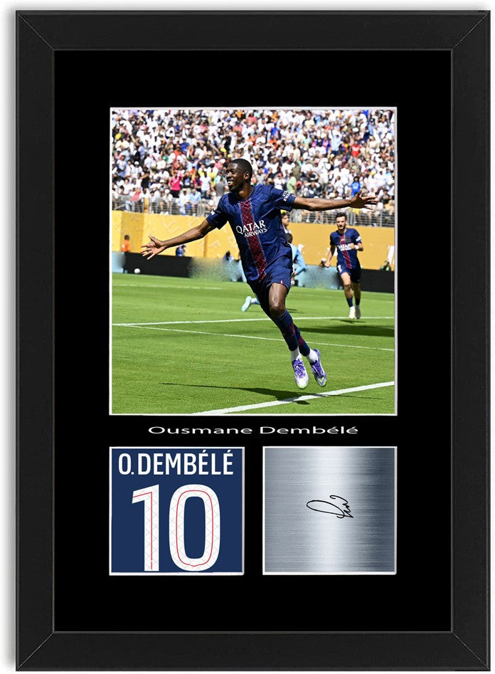 Ousmane Dembele Football Player Poster Signed Print Photo A4 Wall Art Framed