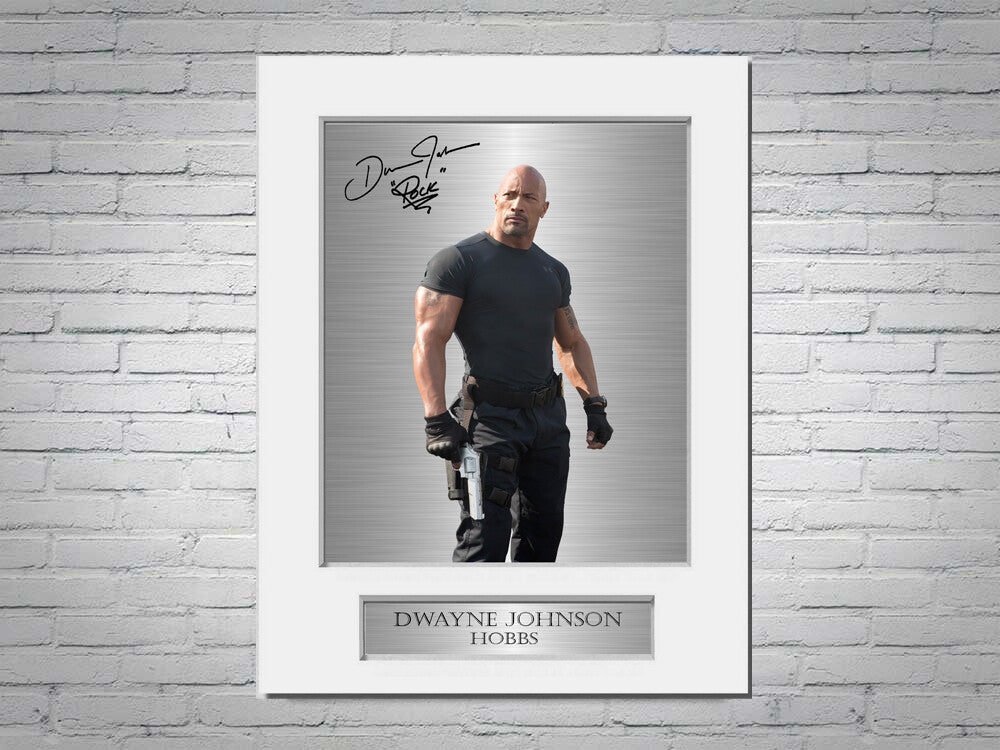 Dwayne Johnson Hobbs A4 Signed Autograph Photo Display Mount