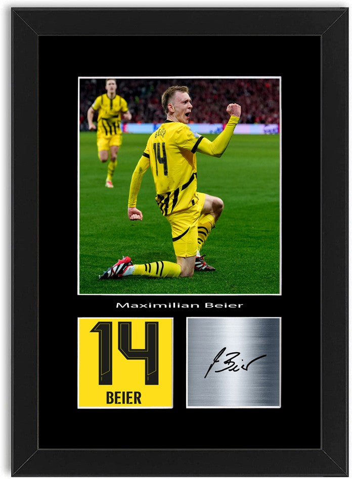 Max Beier Football Player Poster Signed Print Photo A4 Wall Art Framed
