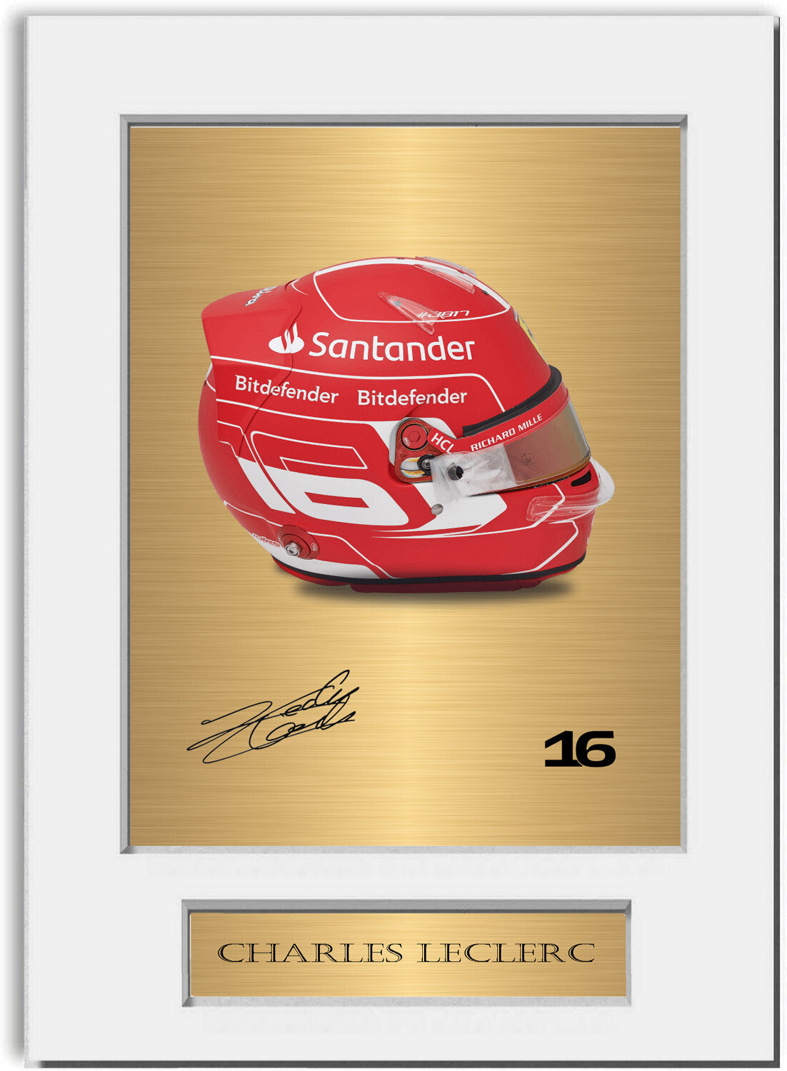 Charles Leclerc Ferrari Driver 2023 Helmet Signed Photo Display Mount A4