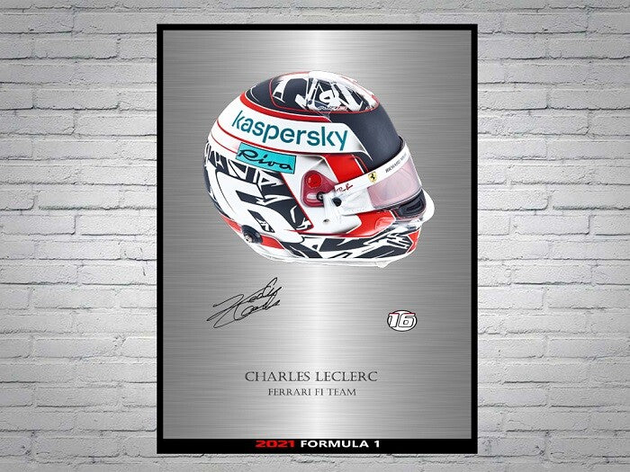 Charles Leclerc Formula 1 2021 Helmet Signed Poster A4