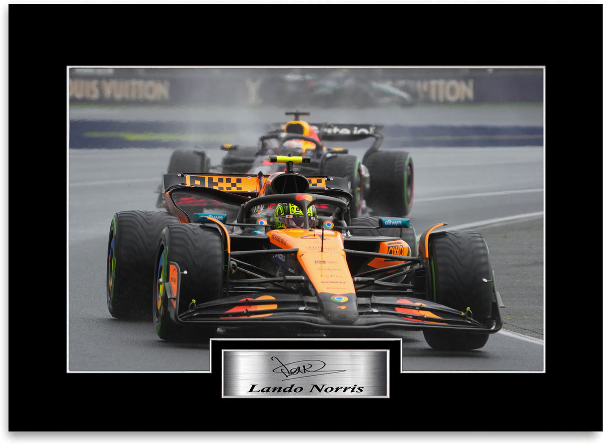 Lando Norris 2025 For F1 Fans mounted display by LJW Prints