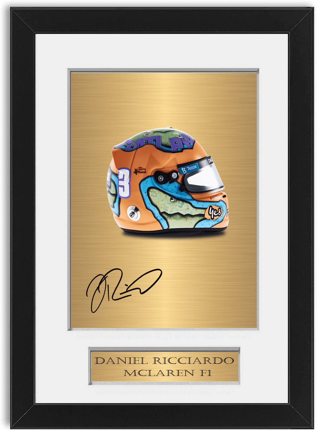 Daniel Ricciardo Formula 1 2022 Helmet Signed Photo Display Mount A4 Framed