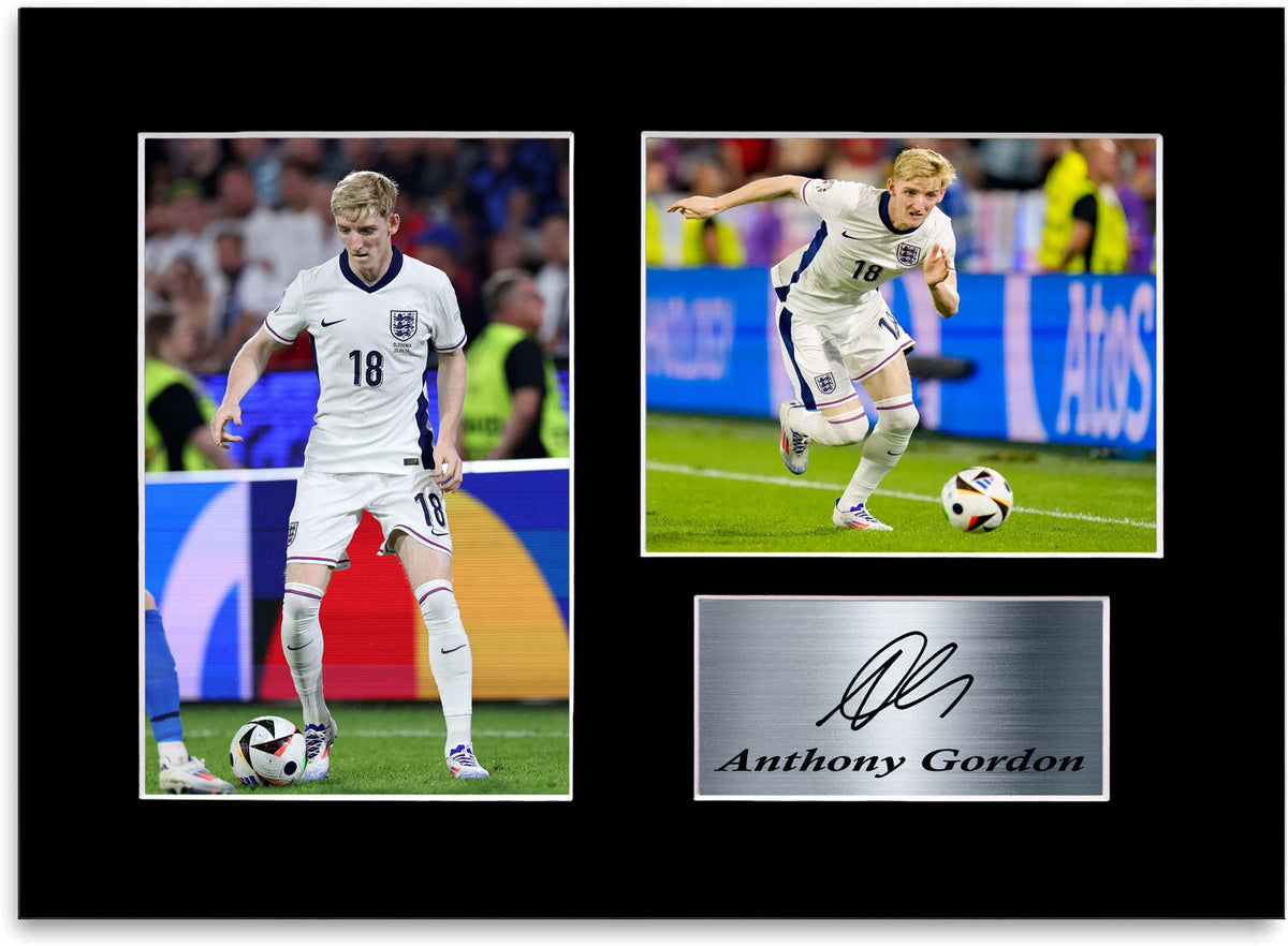 Anthony Gordon England Euro 2024 Football Player mounted display by LJW Prints