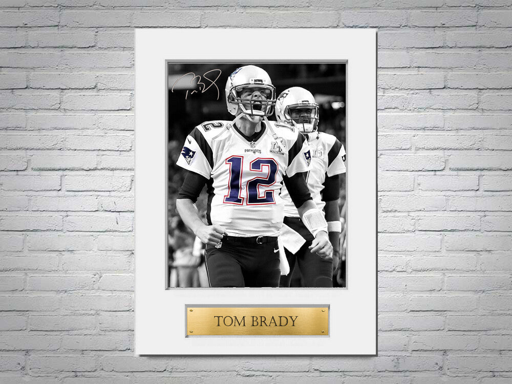 Tom Brady Printed Signed Autograph Photo Display Mount Gift