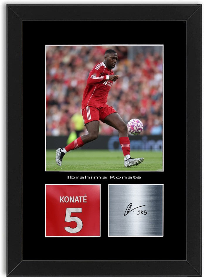 Ibrahima Konate Football Player Poster Signed Print Photo A4 Wall Art Framed