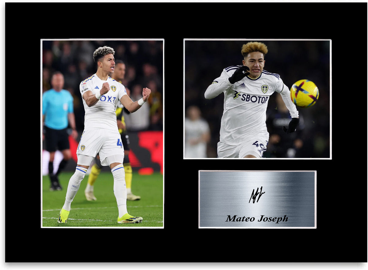 Mateo Joseph Leeds United Player mounted display by LJW Prints