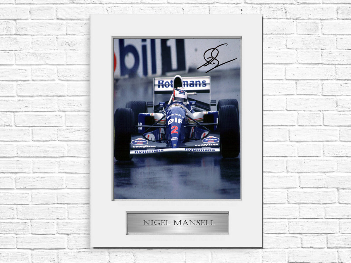 Nigel Mansell Signed Formula One Photo Display Mount A4 