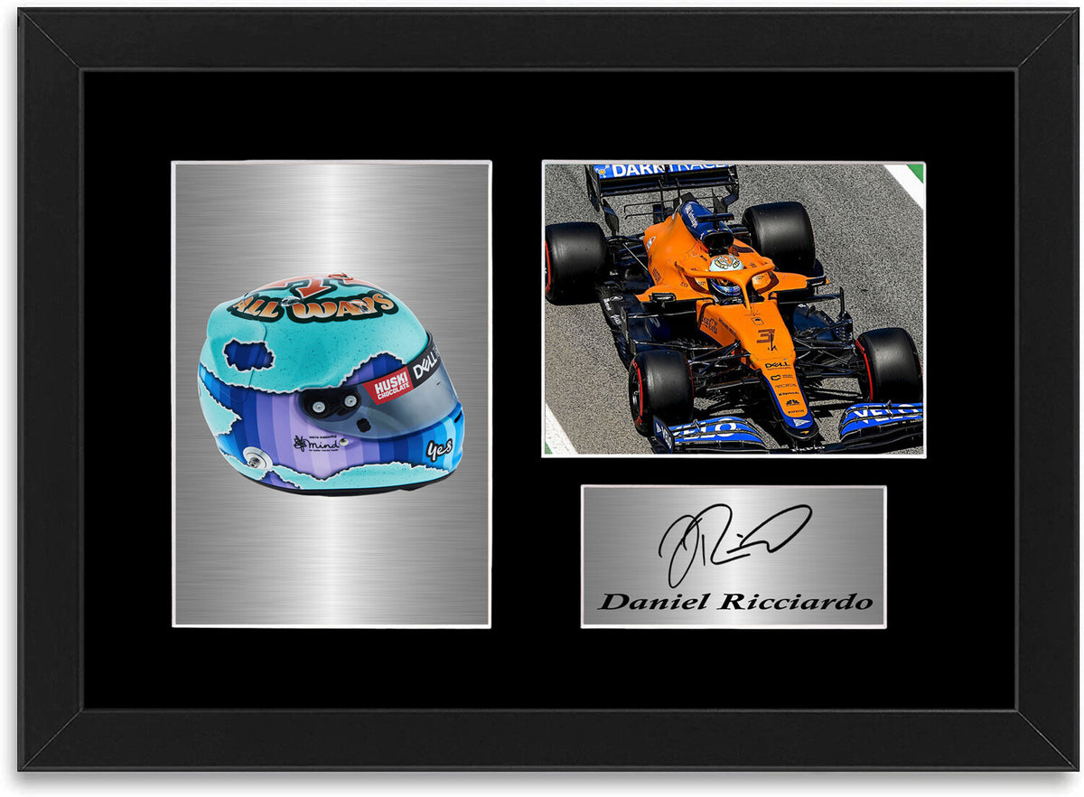 Daniel Ricciardo Formula 1 2021 Helmet Signed Poster A4 Framed