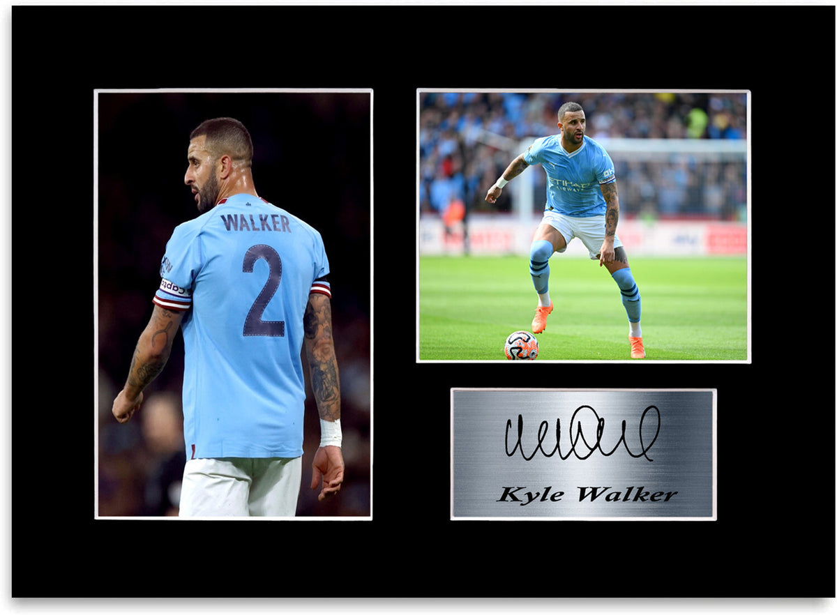 Kyle Walker Man city Player mounted display by LJW Prints
