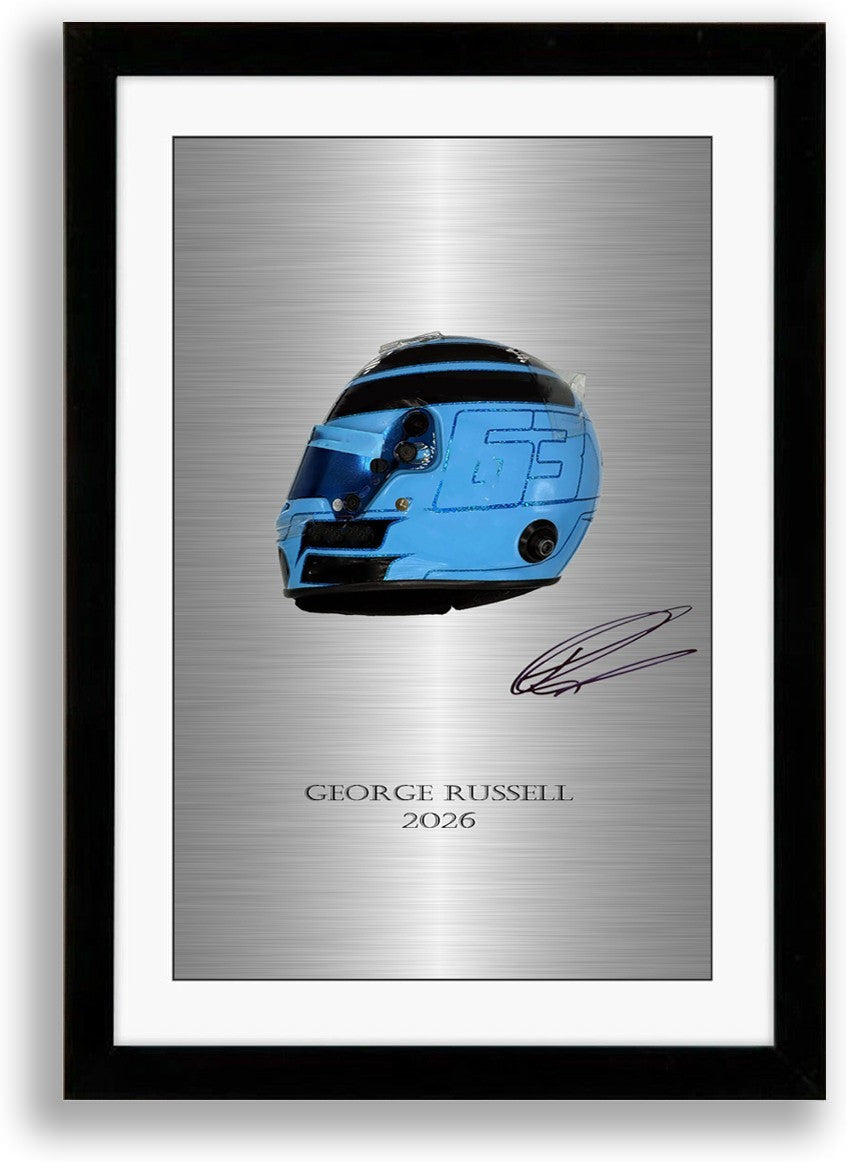George Russell 2026 Helmet Poster Framed Mount Signed Print Gift For F1 Fans