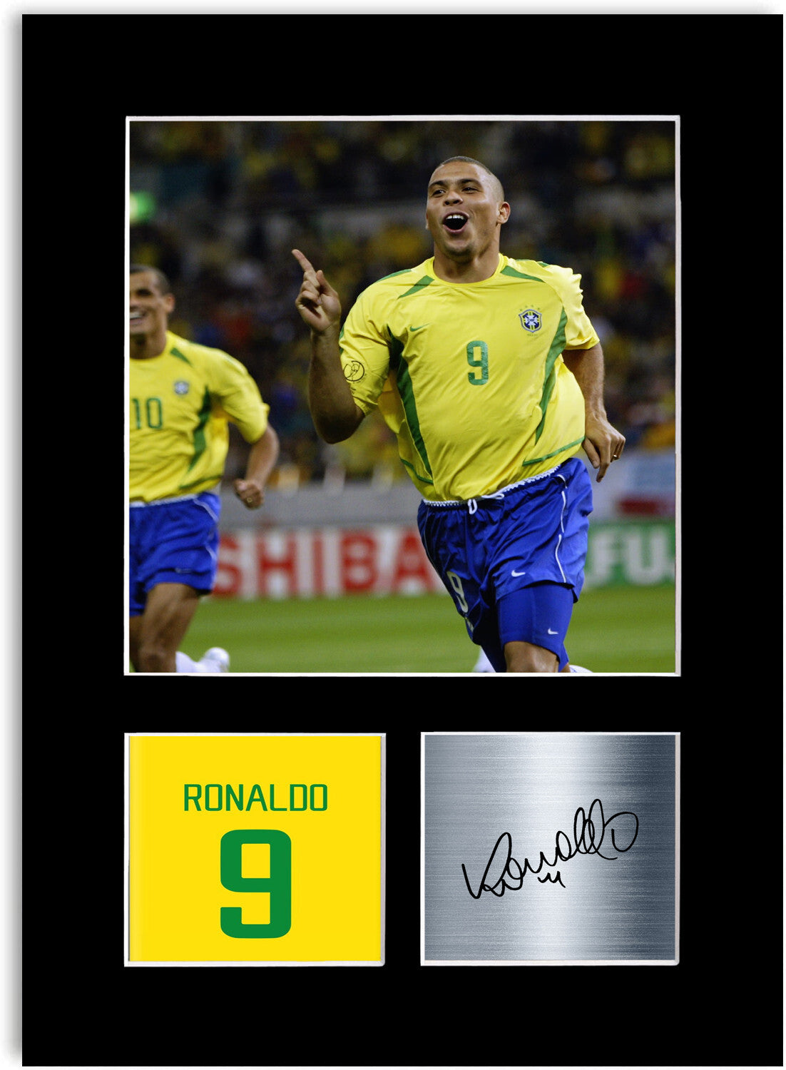 Ronaldo Brazil Football Player mounted display by LJW Prints