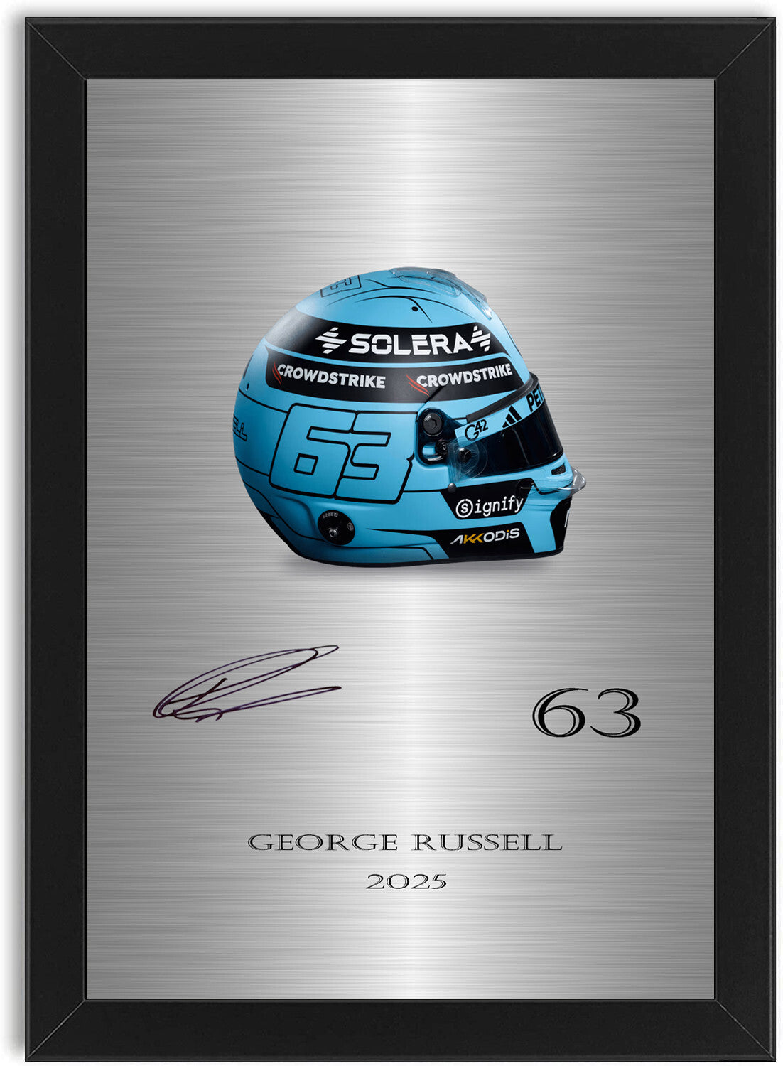 George Russell Helmet For Mercedes F1 Fans framed print by LJW Prints