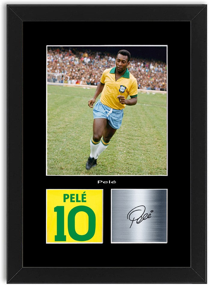 Pele Brazil Football Player Poster Signed Print Photo A4 Wall Art Framed