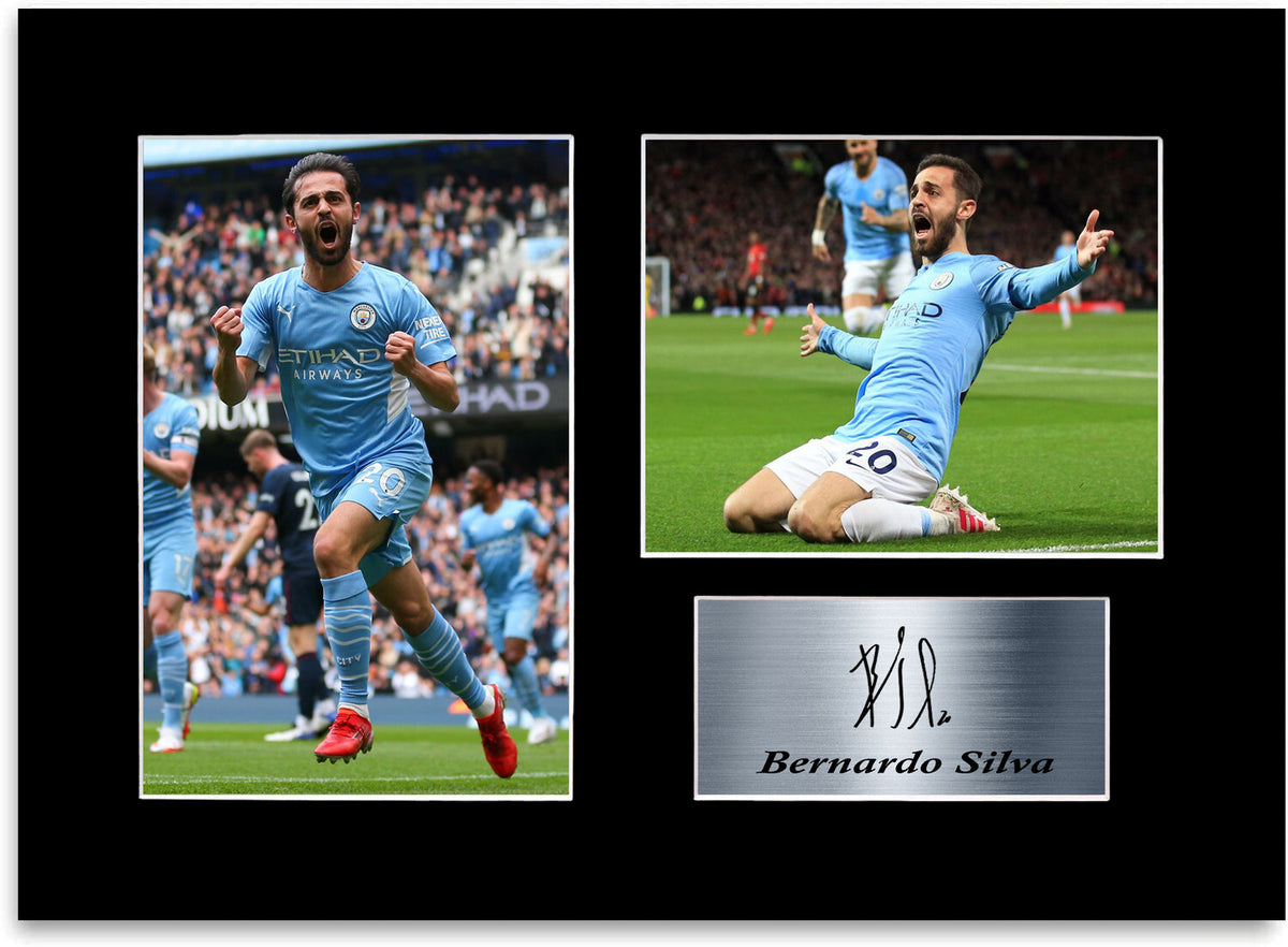 Bernardo Silva Man City Player A4 Signed Photo Display Mount Gift