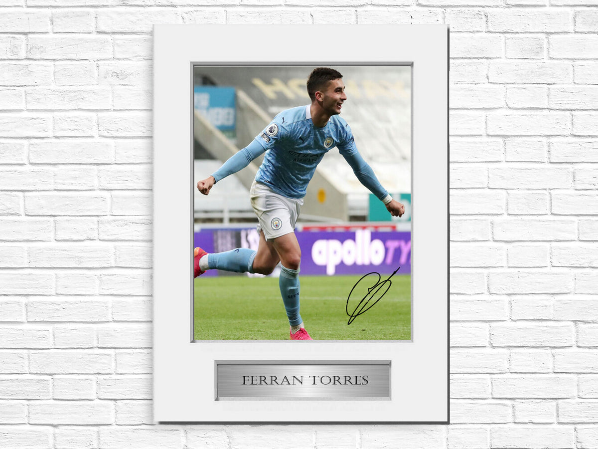 Ferran Torres Man City Player A4 Signed Photo Display Mount Gift