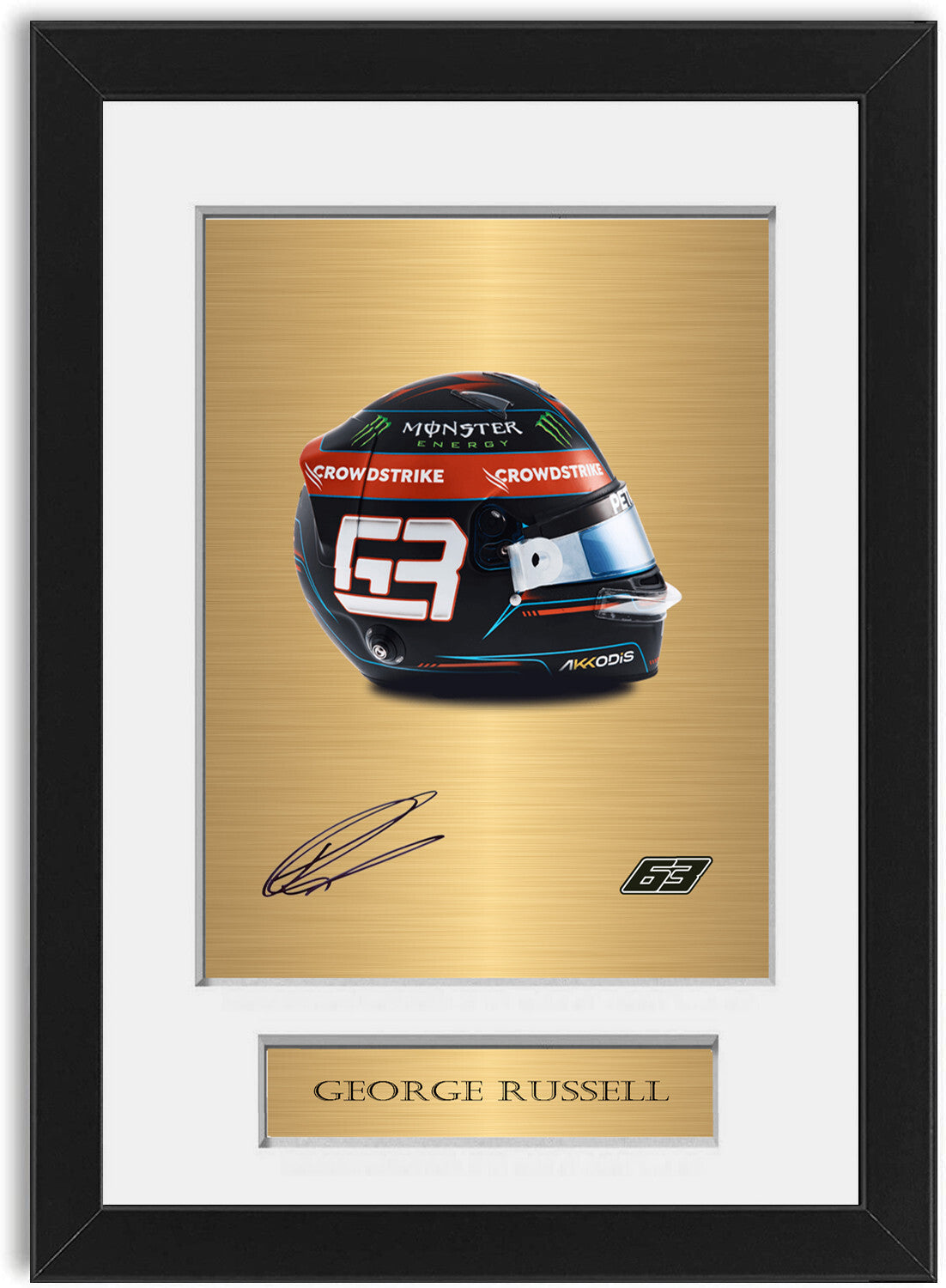 George Russell Williams F1 2022 Helmet Signed Photo Display Mount A4 Framed