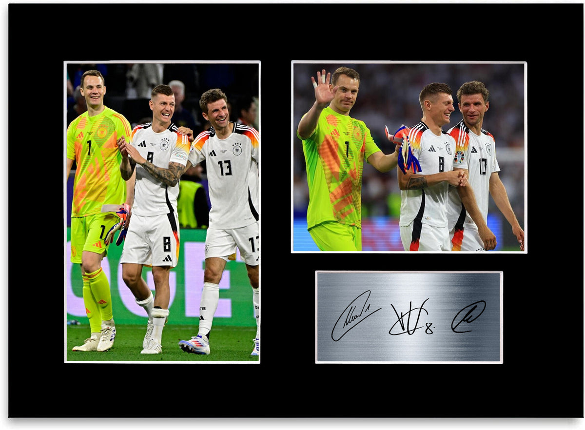 Neuer Kroos Müller Germany Euro 2024 Football mounted display by LJW Prints