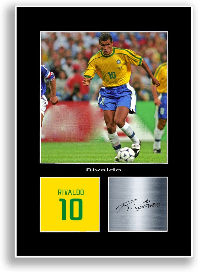 Rivaldo Brazil Football Player Poster Signed Print Photo A4 Wall Art Gift Idea