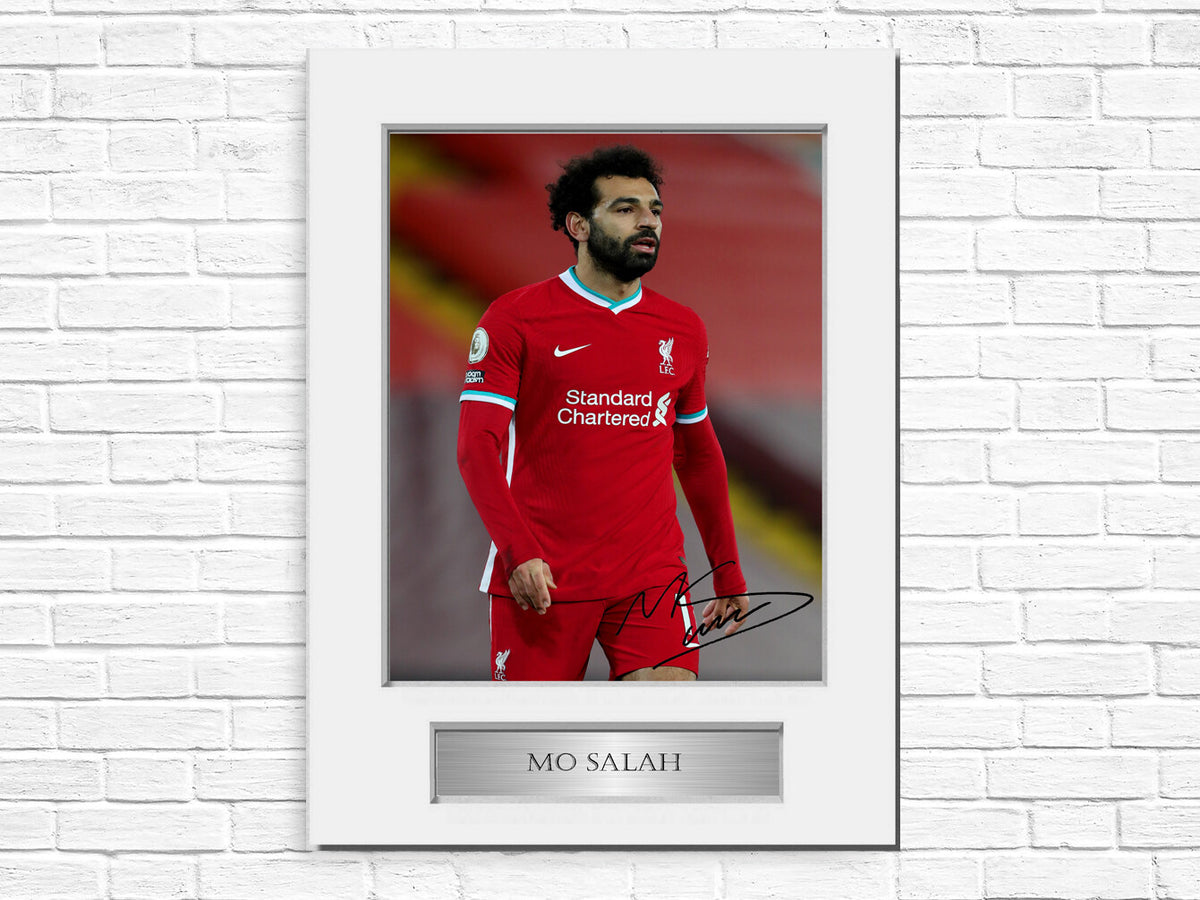 Mo Salah Liverpool Player A4 Printed Signed Autograph Photo Display Mount Gift