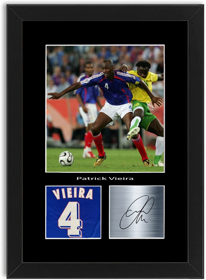 Patrick Vieira France Football Player Poster Signed Print Photo Wall Art Framed
