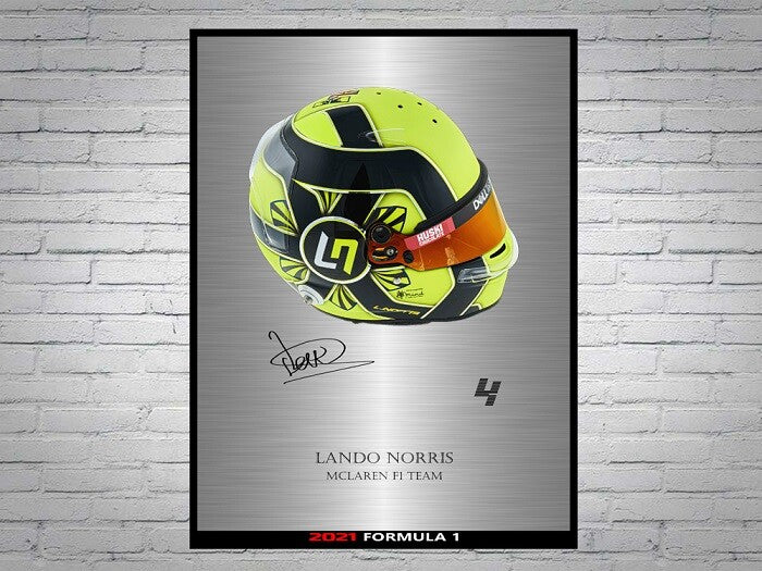 Lando Norris Formula 1 2021 Helmet Signed Poster A4
