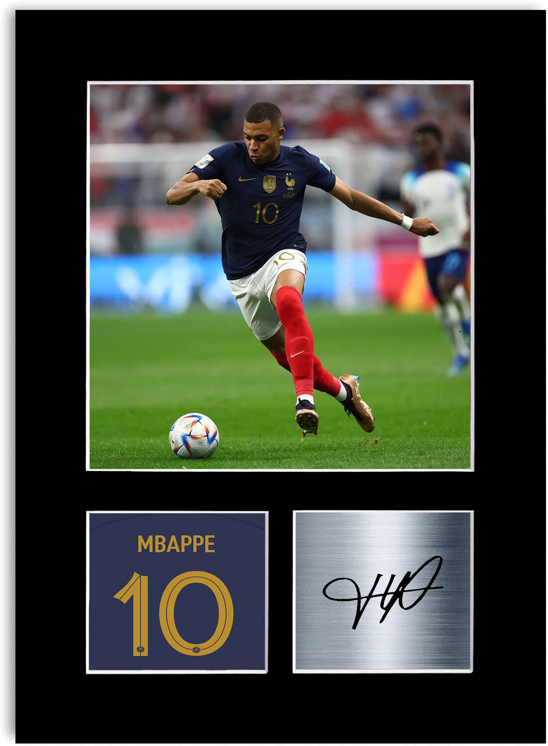 Kylian Mbappe France Football Player mounted display by LJW Prints