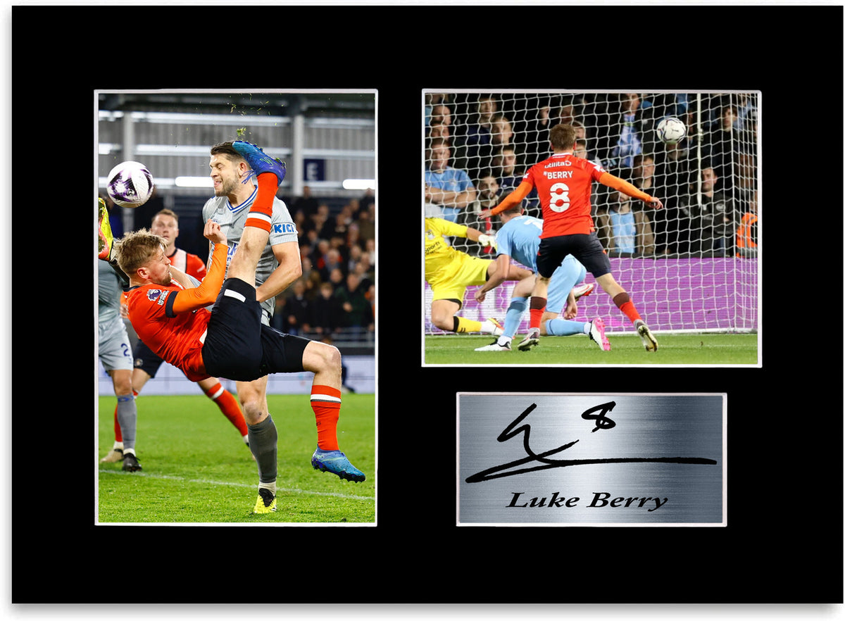 Luke Berry Luton Player framed print by LJW Prints
