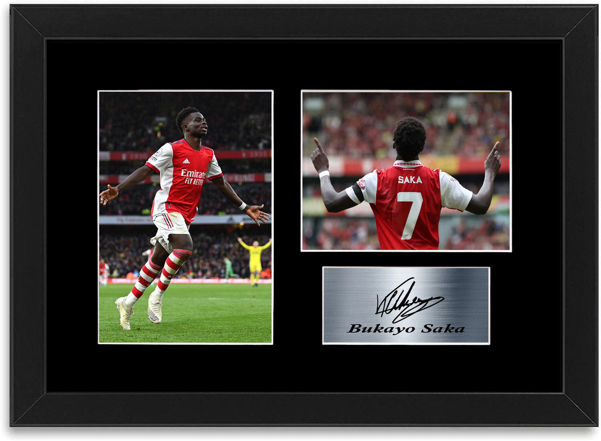 Bukayo Saka Football Player Signed Photo Display Mount Gift Framed Poster A4