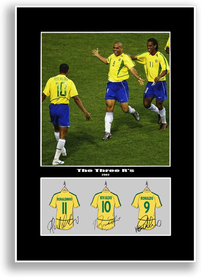 Ronaldo Ronaldinho Rivaldo Brazil Football Legends unframed poster by LJW Prints