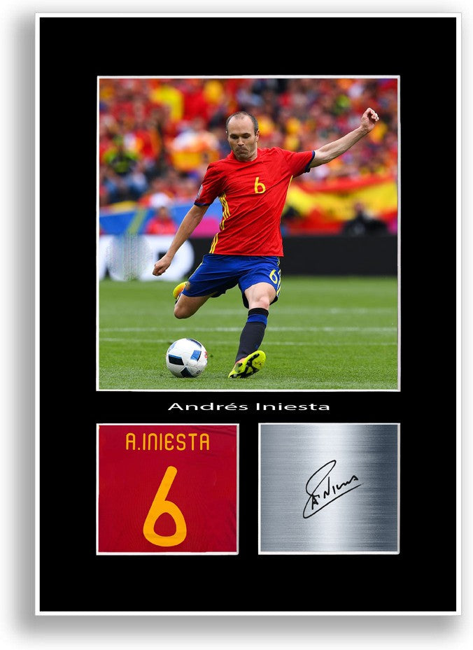 Andres Iniesta Spain Football Player Poster Signed Print Photo A4 Wall Art Gift