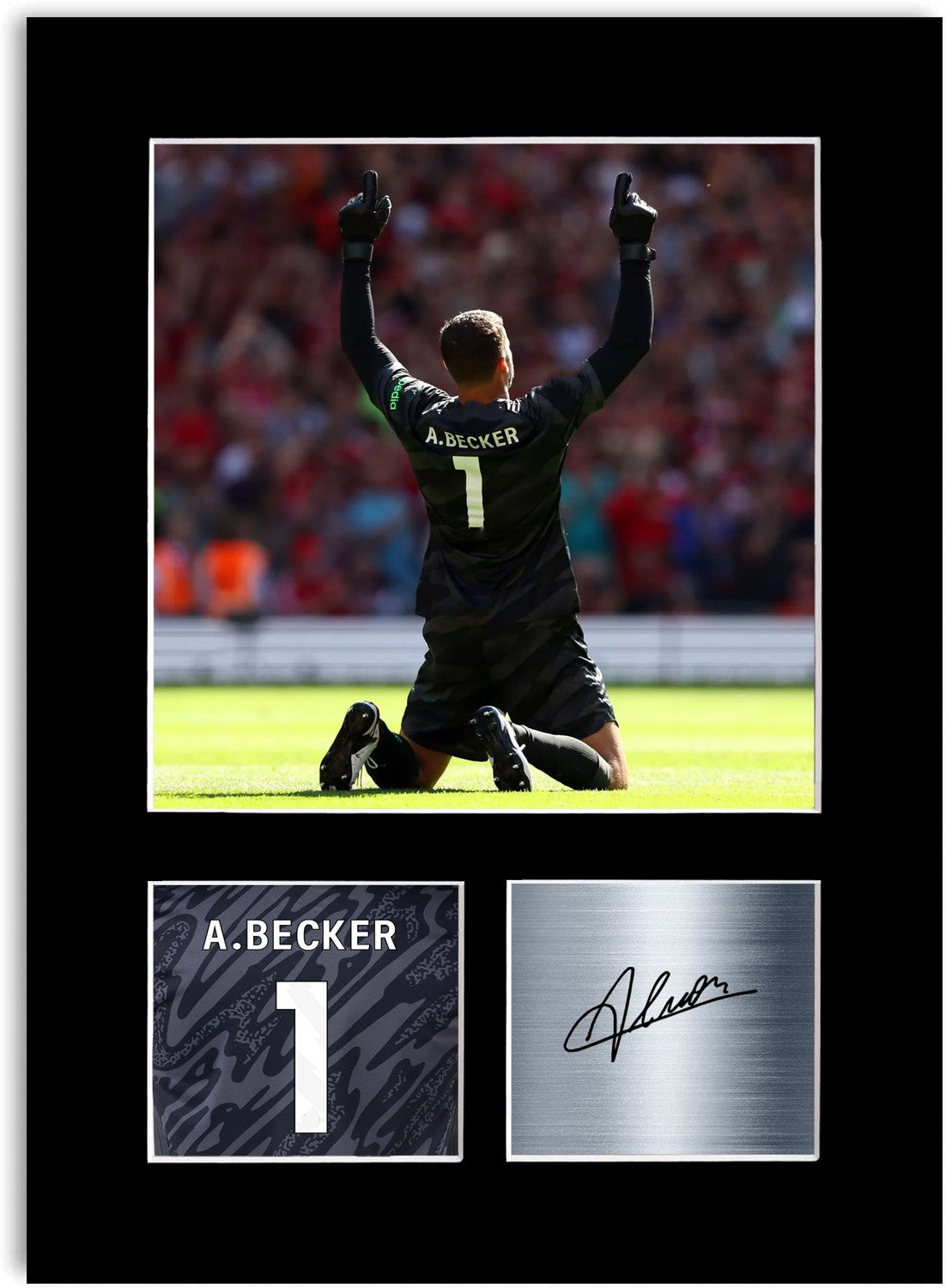 Alisson Becker Liverpool Player mounted display by LJW Prints