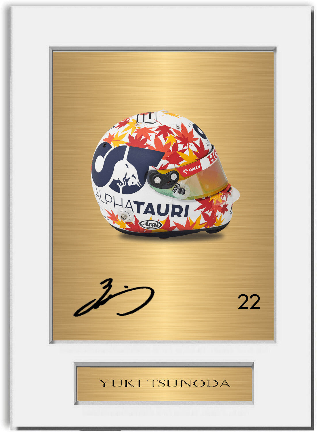 Yuki Tsunoda Alphatauri F1 Driver 2023 Helmet Signed Photo Display Mount A4