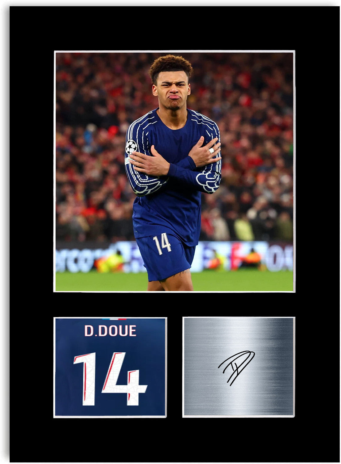 Desire Doue Football Player For psg Fans mounted display by LJW Prints