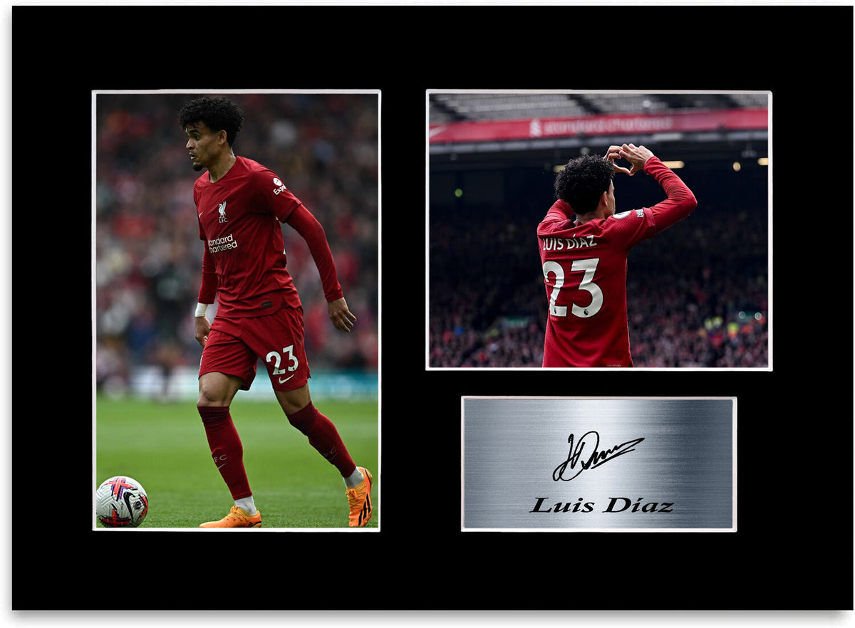 Luis Diaz Liverpool Player mounted display by LJW Prints
