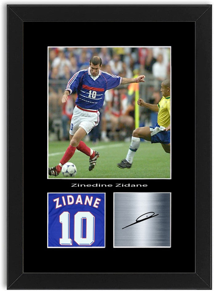 Zinedine Zidane France Football Player Poster Signed Print Photo Wall Art Framed