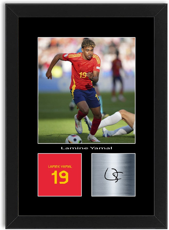 Lamine Yamal Spain Football Poster Signed Print Photo A4 Wall Art Framed